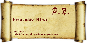 Preradov Nina névjegykártya